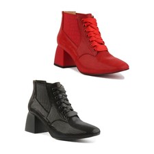 Justin Reece Femmes Talon Bloc Victorien Bottes Taille UK 3 - 8