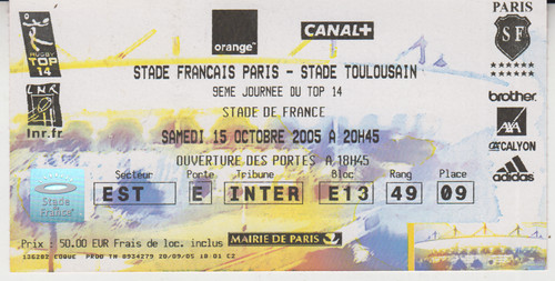 Billet match rugby - billet,