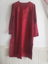 Jabador Ensemble Haut +pantalon +châle taille M couleur  Bordeaux 