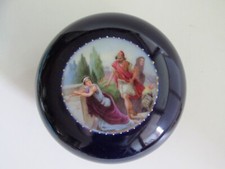 Ancienne commode en porcelaine royale de Vienne pot vanité cobalt marque ruch...