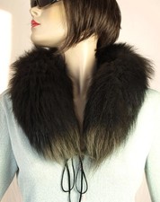 Fourrure Écharpe Renard Argenté Boa Col Filets Manteau Veste Étole Mode Dk.khaki