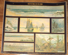 ANCIEN AFFICHE-ARMAND COLIN-3.La MER-cartonnée-98x118-tableau géographique