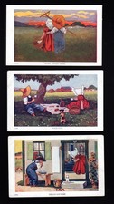 SUNBONNET LOT 6 POSTCARDS 1910 - HOURS OF THE DAY - AMERICAN POSTCARD ULLMAN -21