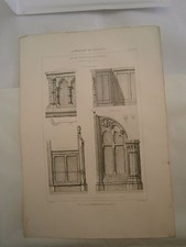 Planche gravure mobilier d'église  paroissial  St Denis Chaire à prêcher le Duc