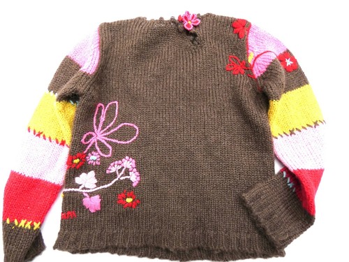 Knitted sweater brown with - knitted, sweater,