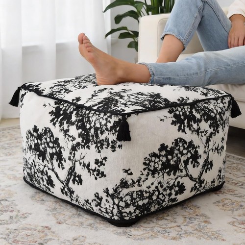 Chenille square pouf - 19",