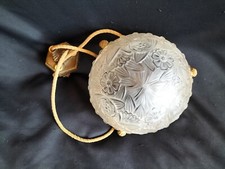 Hettier & Vincent / Supension/lustre en verre moulé pressé & bronze / Art Déco