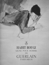 PUBLICITÉ DE PRESSE 1965 HABIT ROUGE DE GUERLAIN LIGNE POUR HOMME
