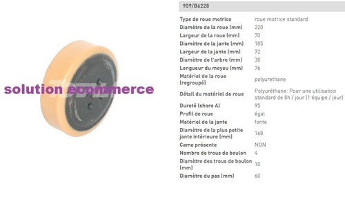 Roue motrice hyster - roue, mm