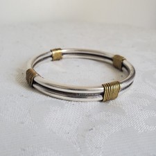 Bracelet ancien en argent sterling 925 brillant emballé deux tons