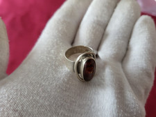 BAGUE ARGENT & AMBRE - POINCON 925 - DIAMETRE 17,2 MM - BIJOUX BRACELET