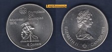 Canada  5 Dollars 1975 UNC Canoé Canoeing Jeux Olympique Montreal 1976 Argent