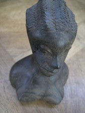 BUSTE ETHNIQUE en bois d'ébene origine Afrique de l'ouest Taille 12cm _151