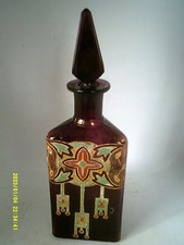 LEGRAS Rare Carafe Motifs Art Déco Emaillé avec Bouchon