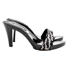 Mules Noires Avec Bande Strass