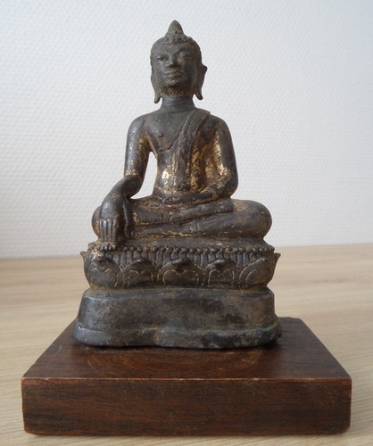 Antique ancien bronze buddha - bronze,