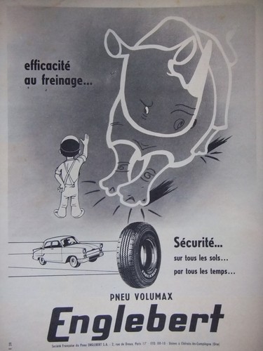Publicité 1958 englebert - 1958, pneu