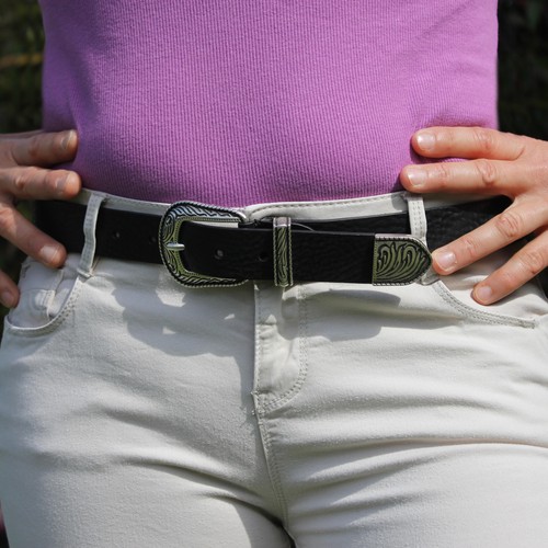 Ceinture cuir noir pour - en,