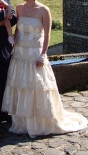 Robe de mariée Années 1920 1930, style vintage, TBE, dentelle champagne strass