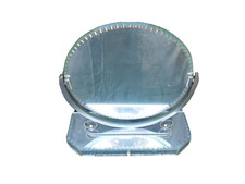 Miroir coiffeuse moderniste psyche metal nickele dlg Adnet vers 1930-40