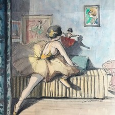 Aquarelle et fusain chambre