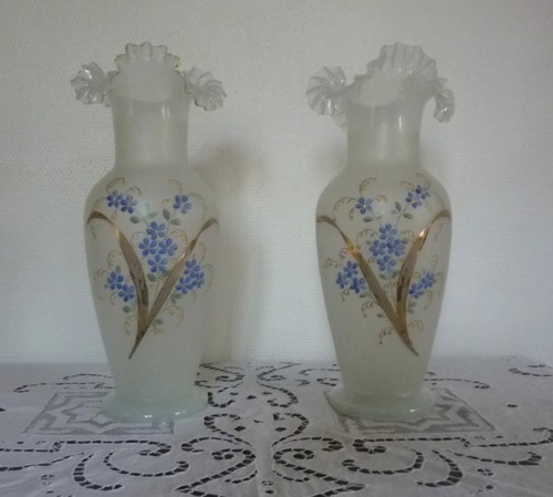 Paire vases opaline - vases,