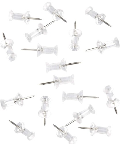 100pack push pins - tacks,, clear