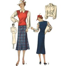 30s Couture Motif : Séparés, Gilet, Jupe & Chemisier - Buste = 76.2cm (76.2cm)