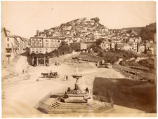 Italie, Rocca di Papa, panorama con la piazza  Vintage albumen print  Tirage