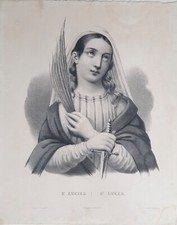 Sainte Lucile Lucia Imprimerie Lemercier Lithographie 19ème