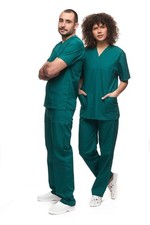 Mazalat Ensemble Uniforme médical Unisexe avec Tunique et Pantalon Vert M