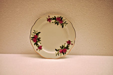 Vintage Japonais Porcelaine Rose Plaque Or Bord Floral Festonnée 14cm " 2