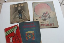 Lot 4 albums enfants : Tintin, aventures de Picoulet, famille lapinière... 