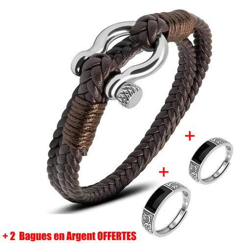 Bracelet cuir tressé lanière - tressé,