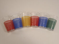 6 Verres vintages à motif vannerie croisillon - ht.9,2cm