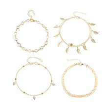4 Pièces Bracelet Cheville Or