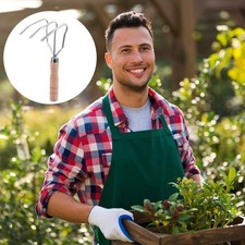  1pc cultivateur à main portable avec poignée courte trois dents râteau