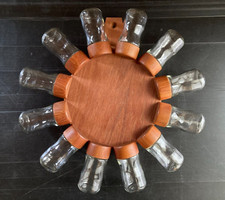 Roue distributeur pots épices x 12 fleur soleil teck Denmark Wall spice wheel 60