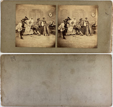 Scène, un homme qui tombe dans la jupe d'une femme, Vintage albumen print, 