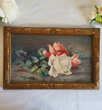 Tableau Aquarelle XXème signée Laval-Audié Bouquet de roses