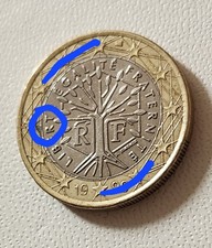 Pièce 1 euro France 1999 arbre de vie BU ERREUR 