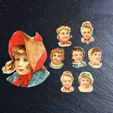 Anciens Chromos Lot 8 Découpis Têtes d'Enfants Victorian Scrap 1900 B