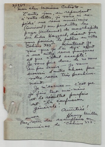 Henry miller lettre - -,