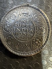1 Roupie Inde 1938 Année très rare Argent 0,917% -11,66 g 30,5mm - A Confirmer