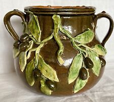 POT OU MARMITE EN BARBOTINE DE TARDIEU MENTON DECORS D'OLIVES ET LISERONS