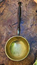 Ancienne Passoire à Main en Laiton et Bois tourné Rivets Cuivre Déco Cuisine