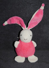 ?Doudou Lapin AJENA NOUNOURS Boule Grelot Rose Fushia 15 Cm Ancien Vintage