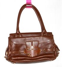 SERGIO ROSSI sac à main cuir grainé marron TBE