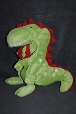?Peluche Doudou Marionnette Dragon IKEA Laskig Dinosaure Vert Rouge Dino TBE