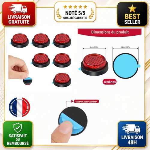 Catadioptres moto rouges - 6,